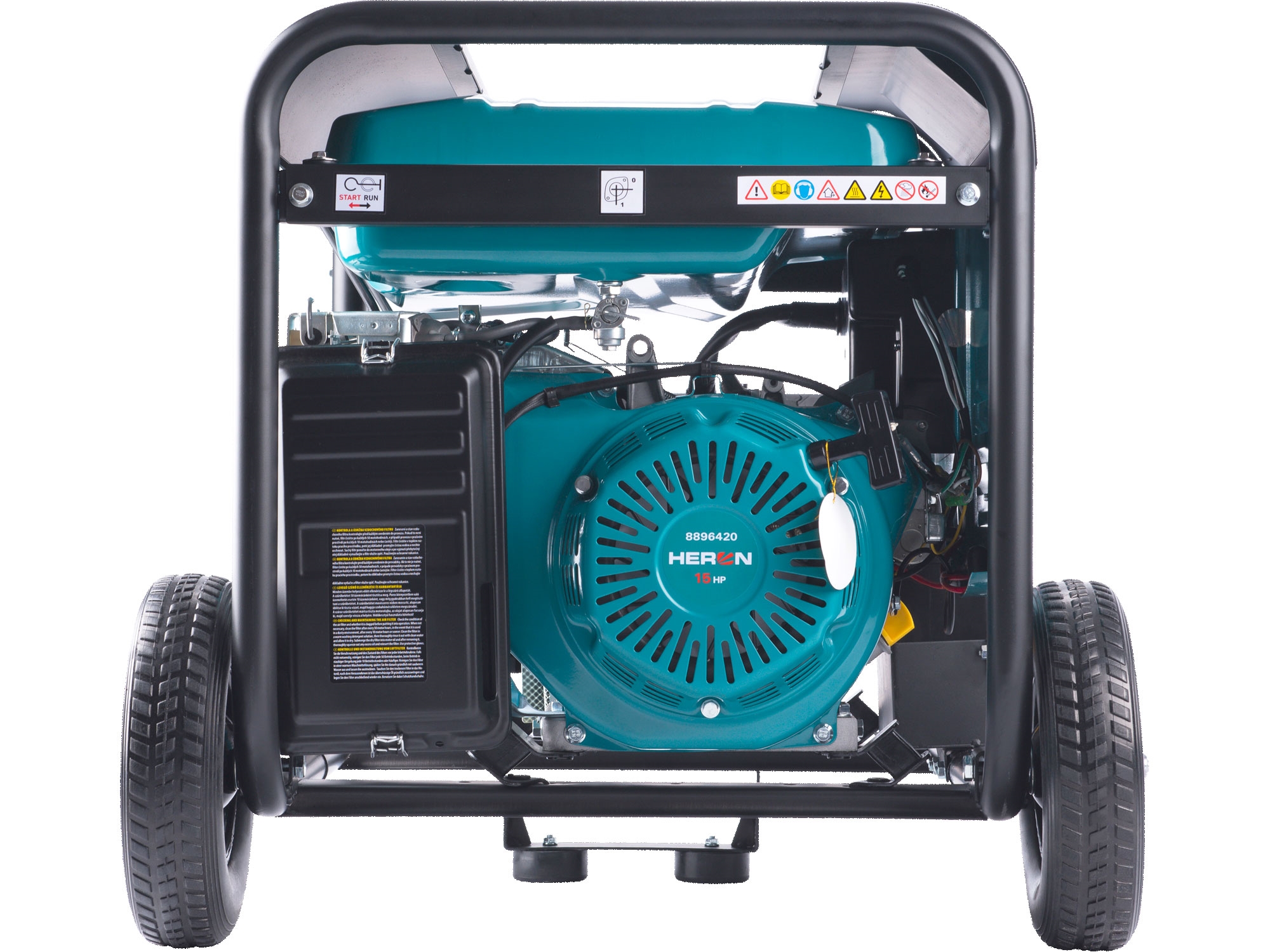 elektrocentrála benzínová 15HP/6,8kW/8,5kVA (400V), 5,5kW (230V), elektrický start, podvozek - Obrázek 3