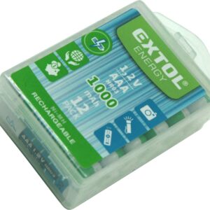 baterie nabíjecí, 12ks, AAA (HR03), 1,2V, 1000mAh, NiMh