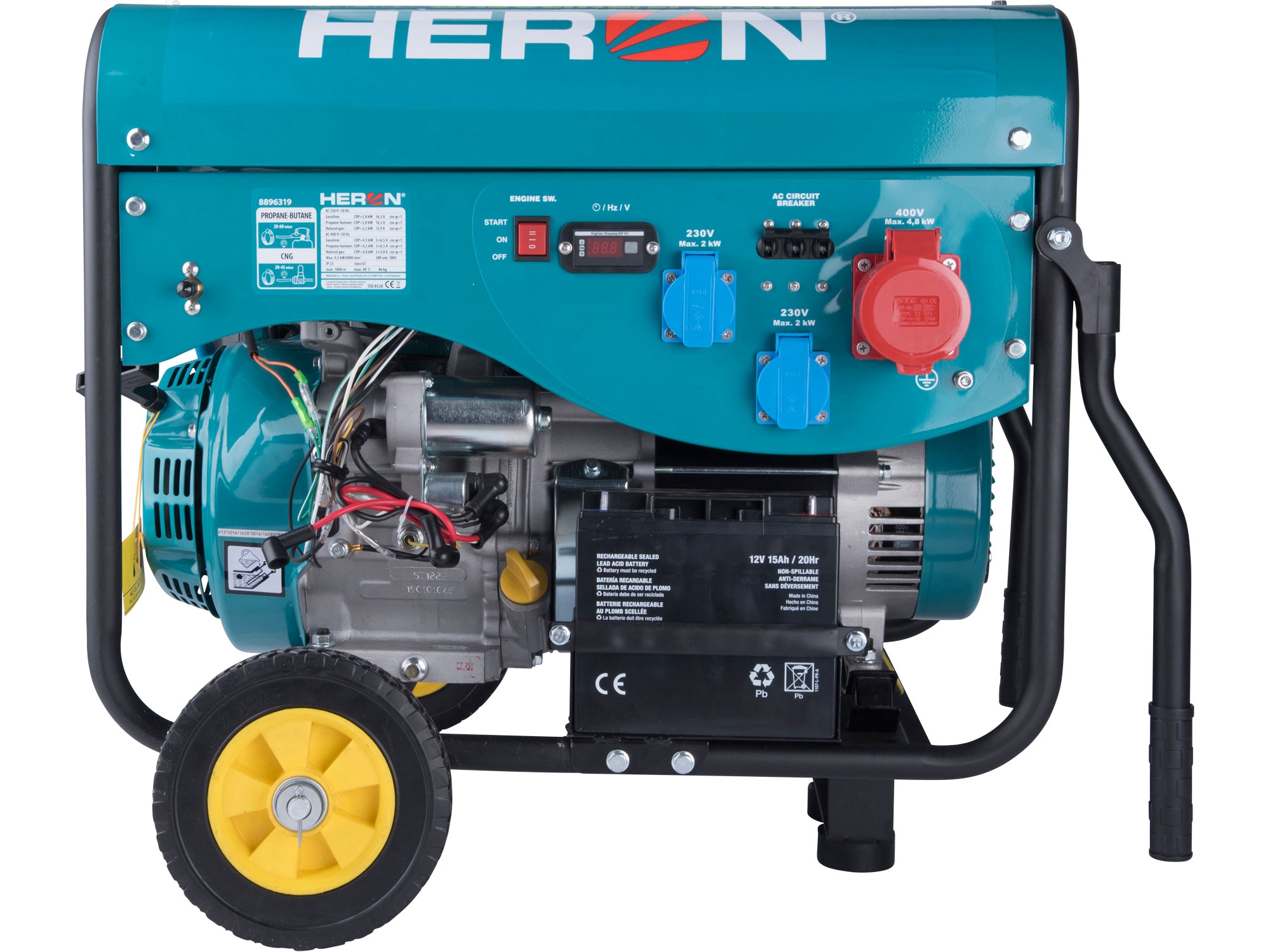 elektrocentrála benzínová a plynová (LPG/NG) 13HP/5,5kW (400V) 2×2kW (230V), elektrický start - Obrázek 2