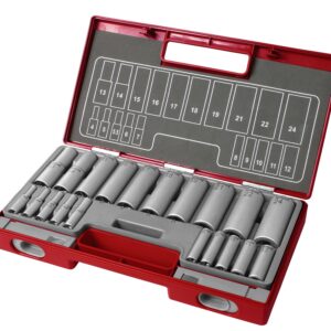 hlavice nástrčné prodloužené, sada 20ks, 1/4", 1/2"