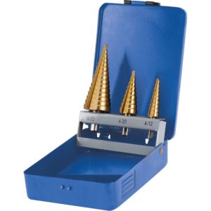 vrtáky stupňovité, sada 3ks, O 4-12/1mm, O 4-20/2mm, O 4-32/2mm, HSS