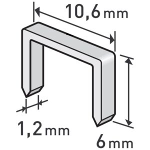spony, balení 1000ks, 6mm, 10,6x0,52x1,2mm