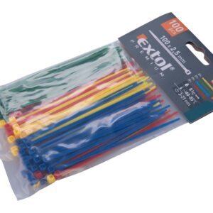 pásky stahovací barevné, 100x2,5mm, 100ks, (4x25ks), 4 barvy, nylon PA66