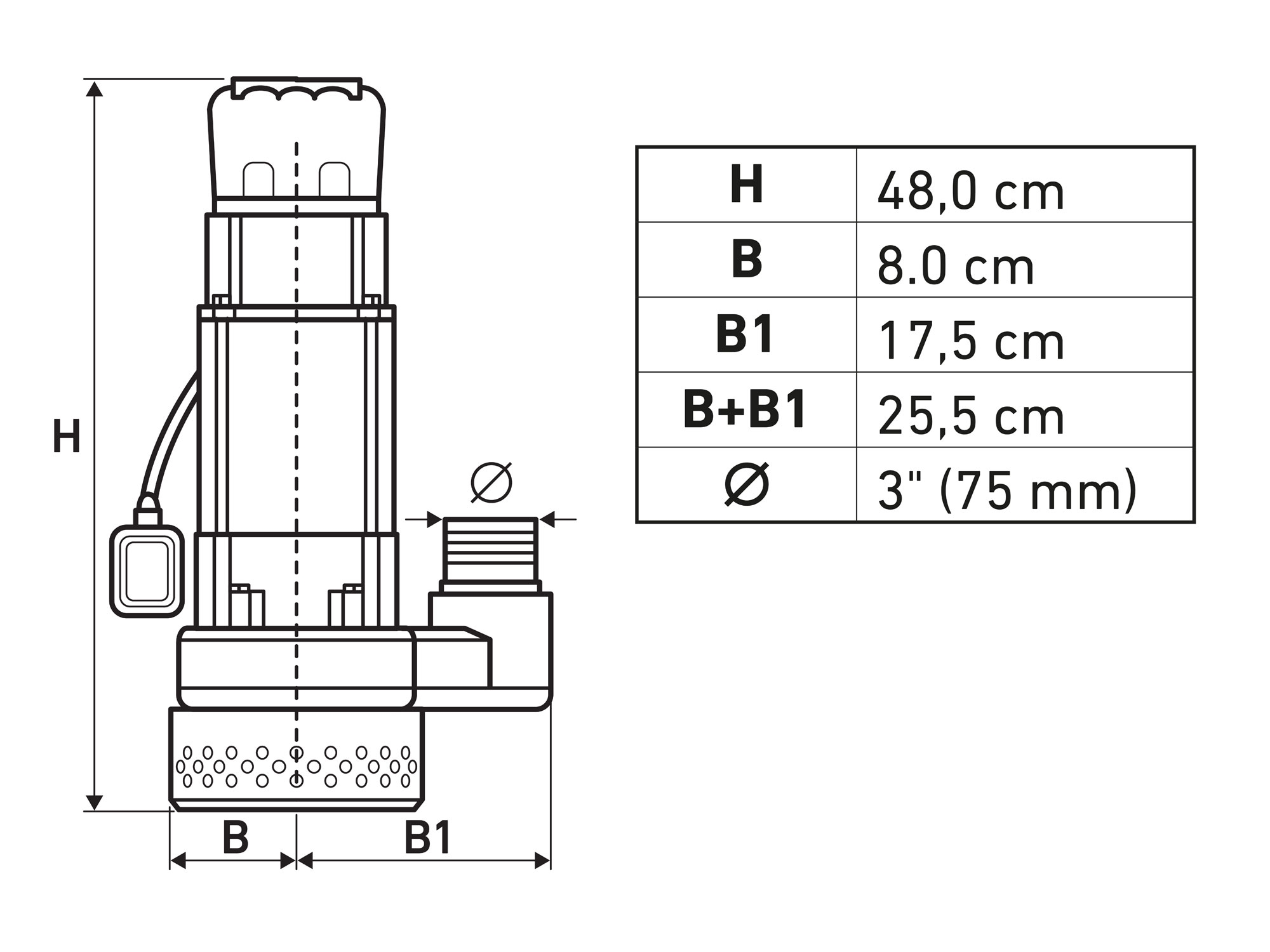 čerpadlo ponorné, 750W, 39000l/h - Obrázek 3