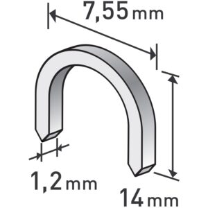 spony oblé, balení 1000ks, 14mm, 7,55x0,52x1,2mm