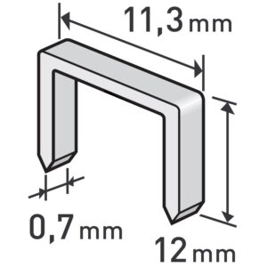 spony, balení 1000ks, 12mm, 11,3x0,52x0,70mm
