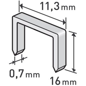 spony, balení 1000ks, 16mm, 11,3x0,52x0,70mm