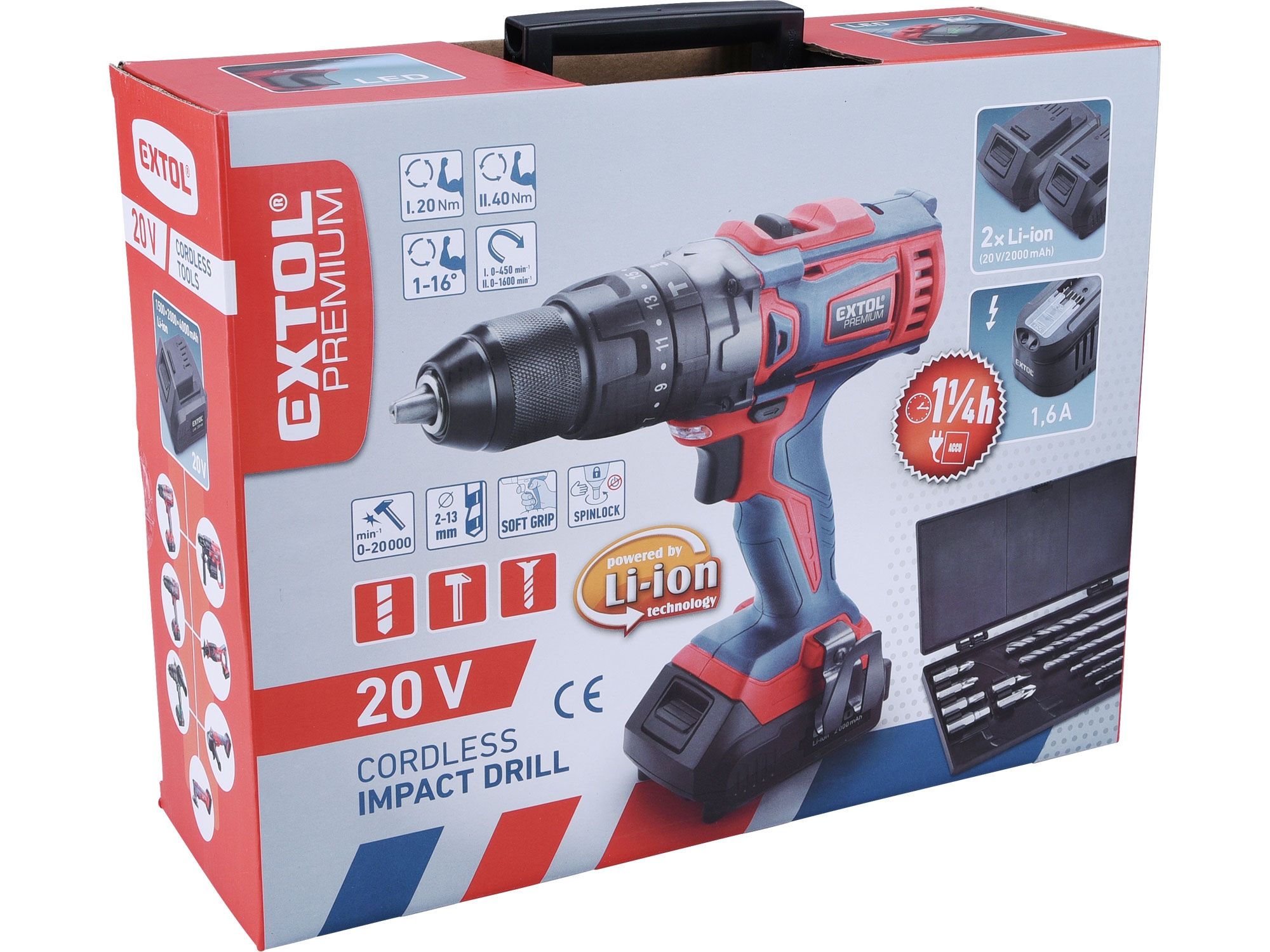 vrtací šroubovák aku s příklepem SHARE20V, 20V Li-ion (2×), 2000mAh - Obrázek 14