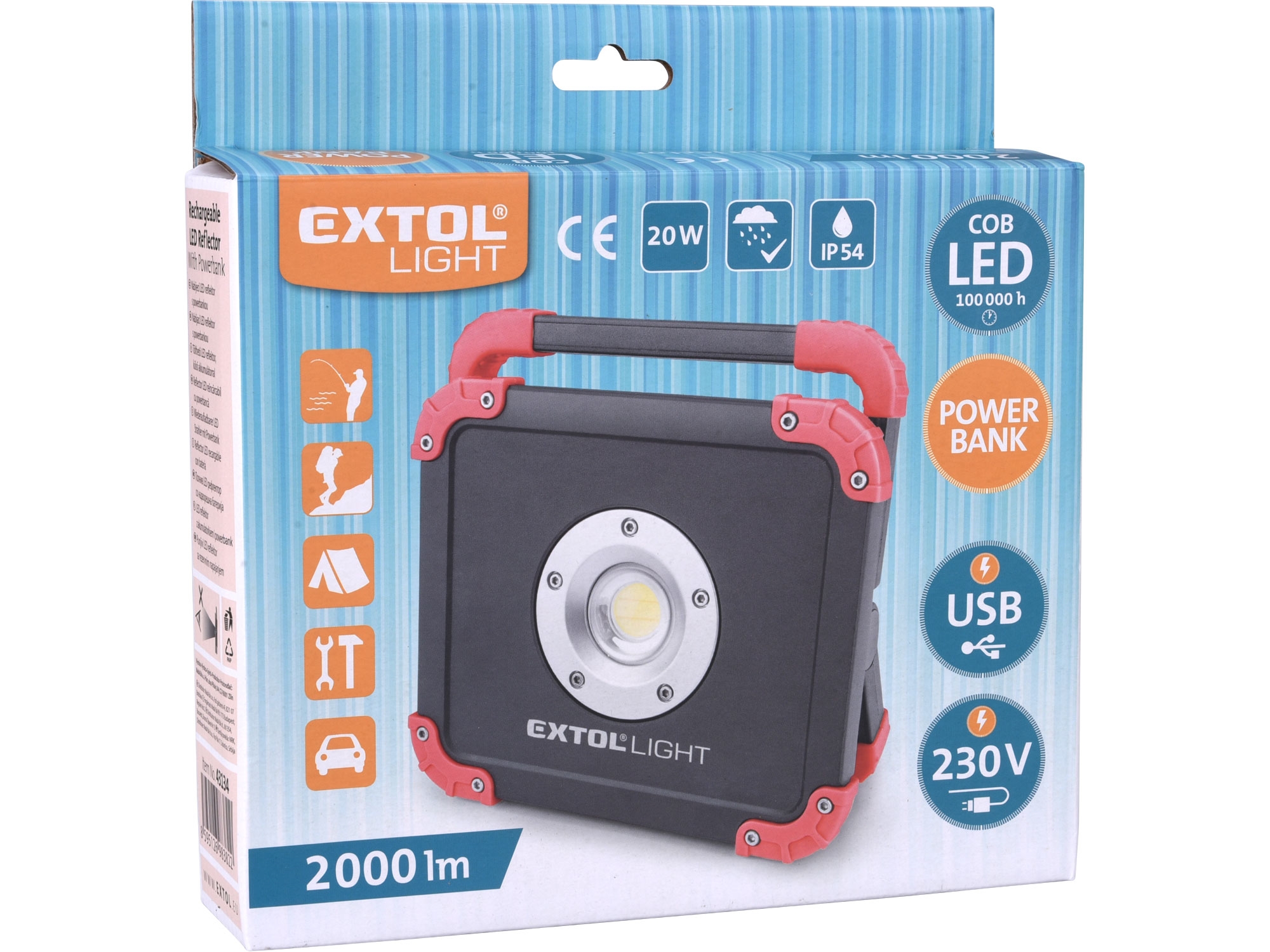 reflektor LED, 2000lm, USB nabíjení s powerbankou - Obrázek 10