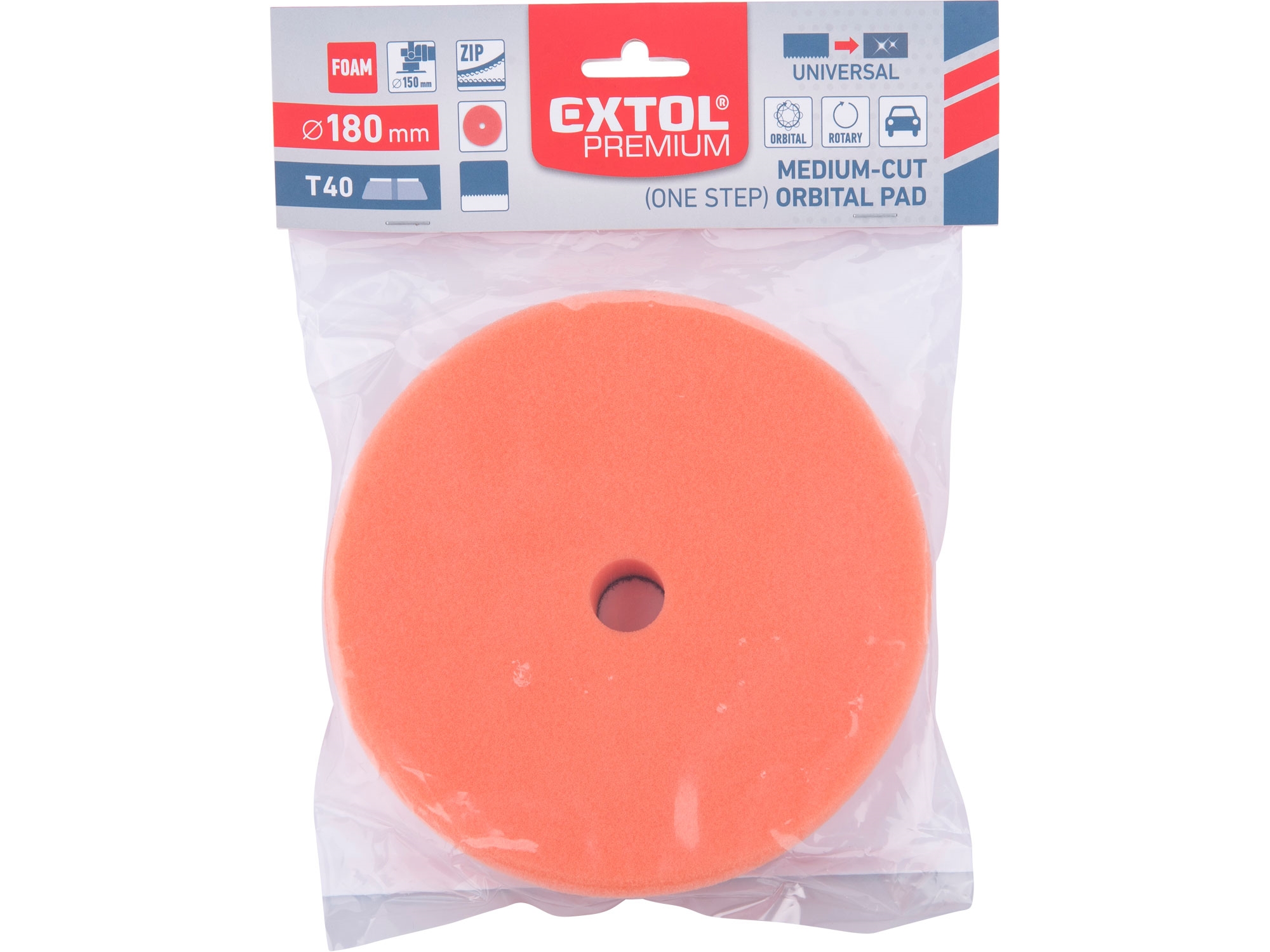 kotouč leštící pěnový, orbitální, T40, oranžový, ?180x25mm, suchý zip ?152mm - Obrázek 4