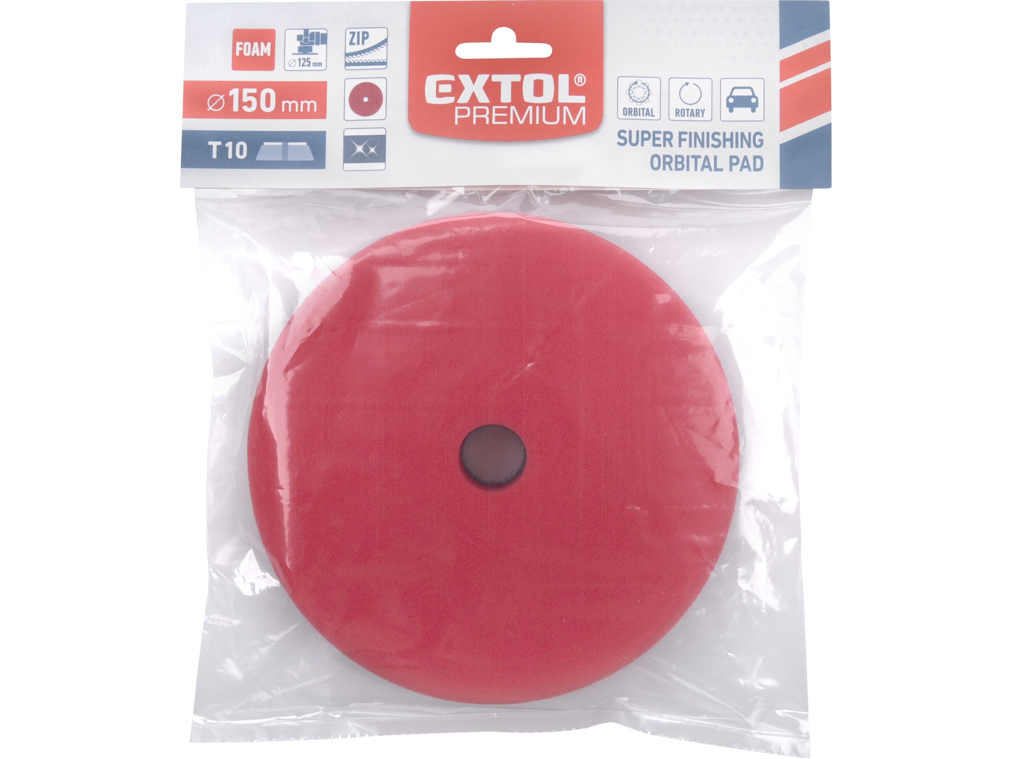 kotouč leštící pěnový, orbitální, T10, červený, ?150x25mm, suchý zip ?127mm - Obrázek 4