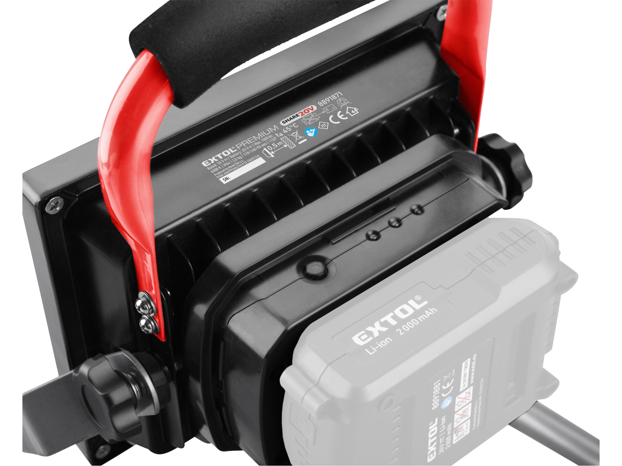 reflektor LED aku SHARE20V, 1800lm, 20V Li-ion, bez baterie a nabíječky - Obrázek 2