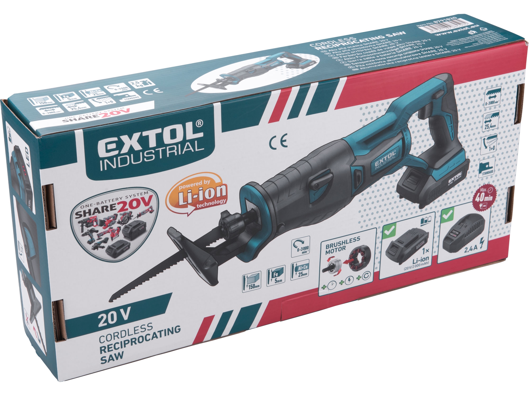pila ocaska aku SHARE20V, BRUSHLESS, 20V Li-ion, 2Ah - Obrázek 13