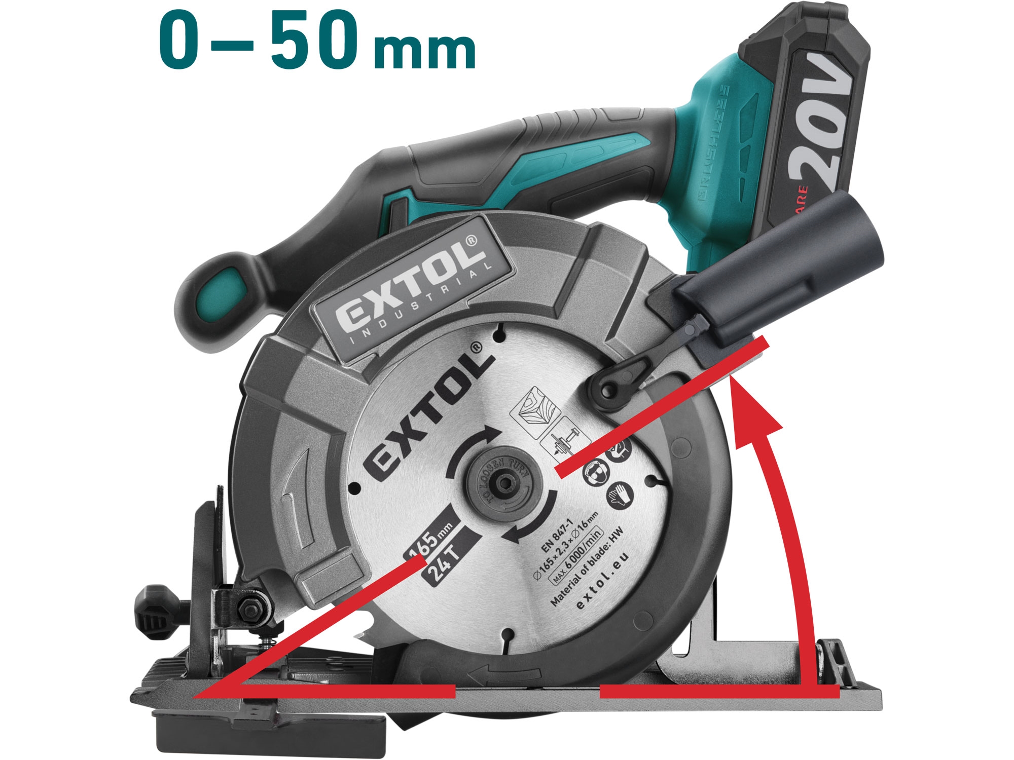pila kotoučová aku SHARE20V, 165mm, BRUSHLESS, 20V Li-ion, 2Ah - Obrázek 3