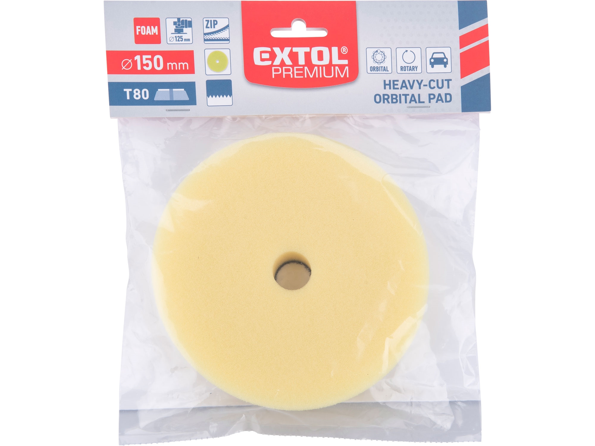 kotouč leštící pěnový, orbitální, T80, žlutý, ?150x25mm, suchý zip ?127mm - Obrázek 4