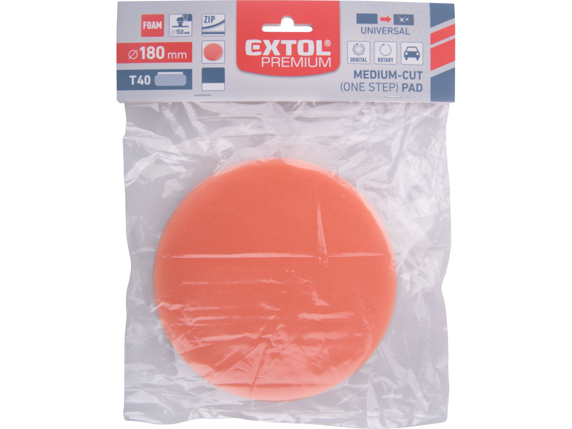 kotouč leštící pěnový, T40, oranžový, ?180x30mm, suchý zip ?150mm - Obrázek 5