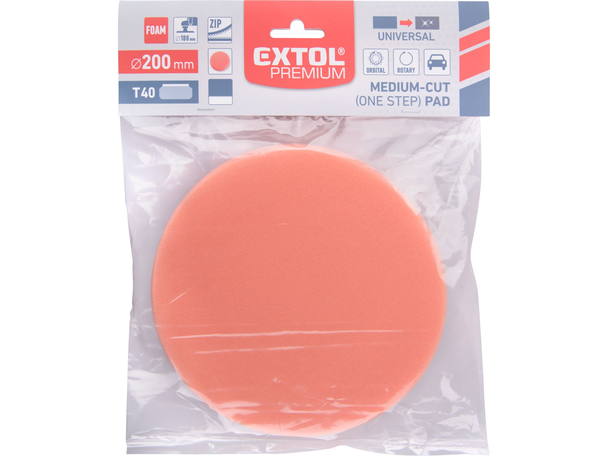 kotouč leštící pěnový, T40, oranžový, ?200x30mm, suchý zip ?180mm - Obrázek 4