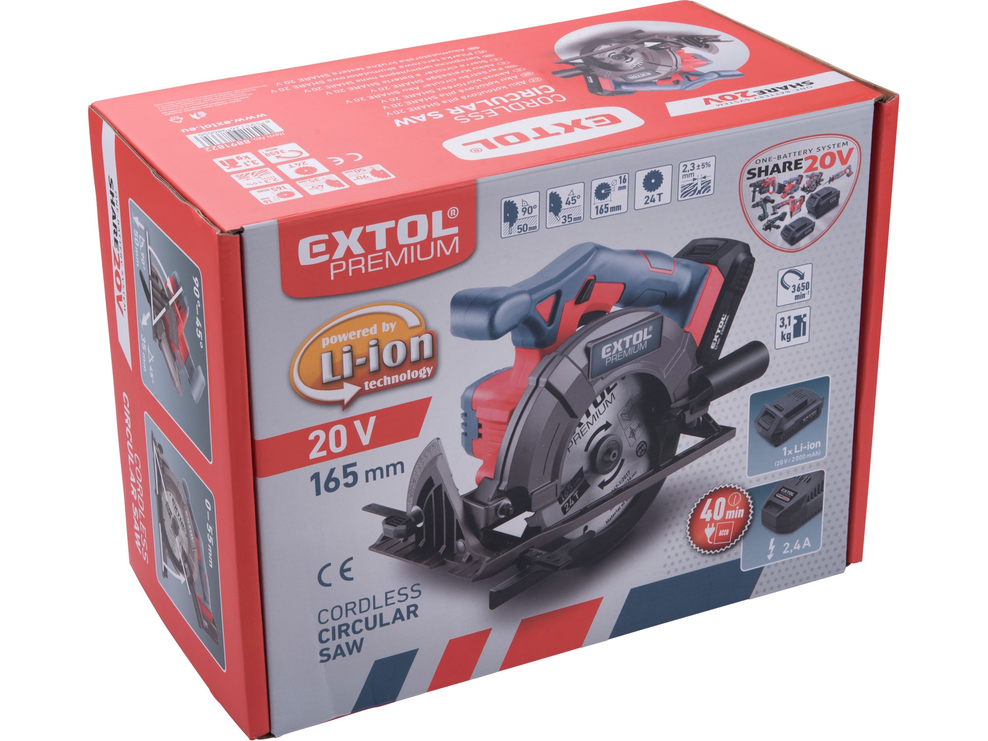 pila kotoučová aku SHARE20V, 165mm, 20V Li-ion, 2Ah - Obrázek 12