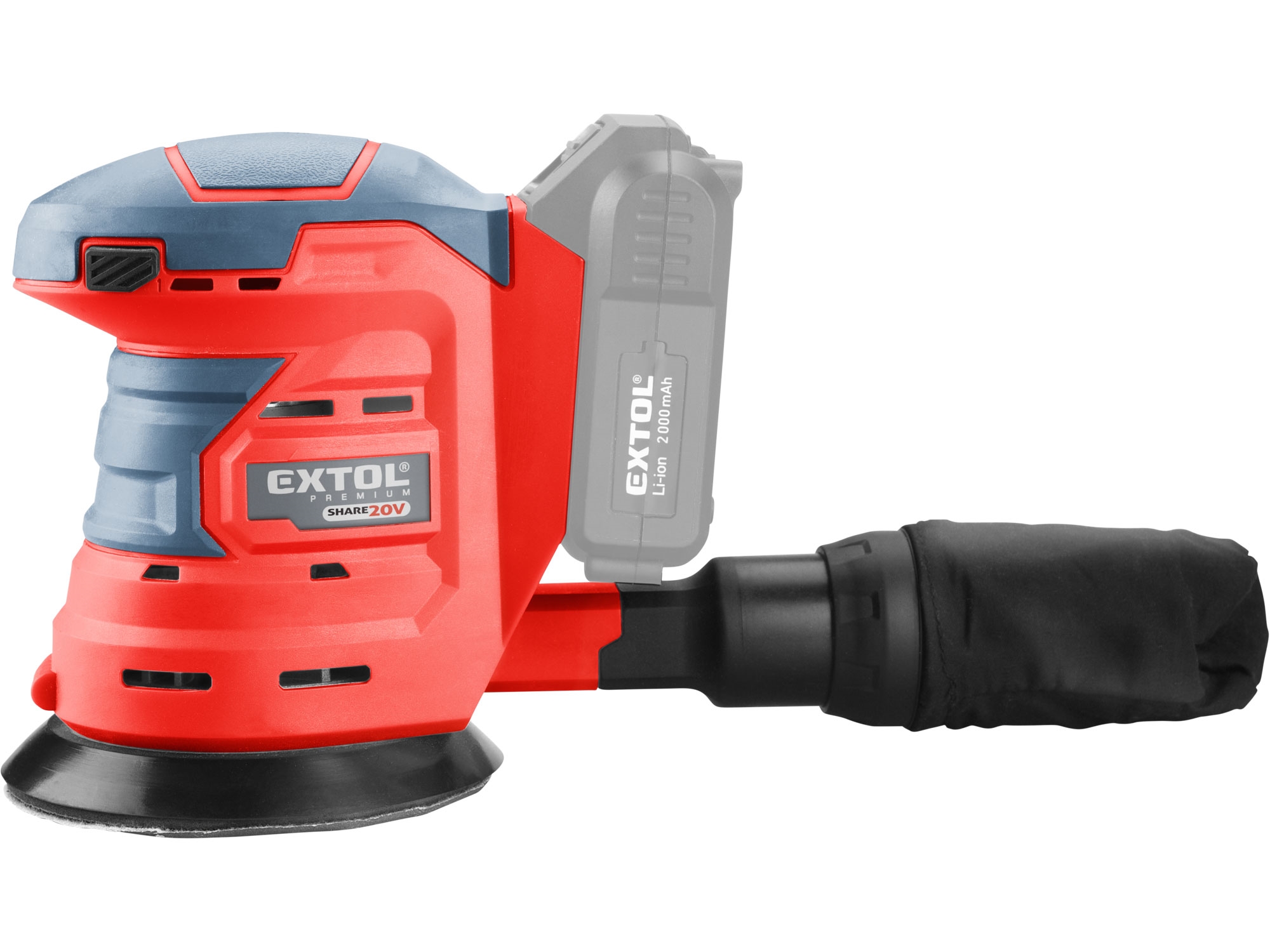 bruska excentrická aku SHARE20V, 125mm, 20V Li-ion, bez baterie a nabíječky - Obrázek 4