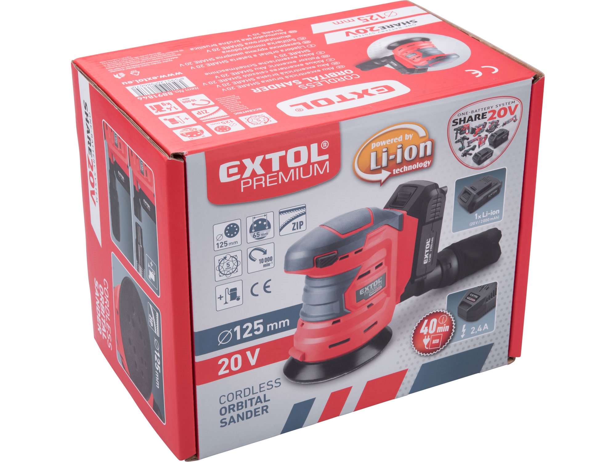bruska excentrická aku SHARE20V, 125mm, 20V Li-ion, bez baterie a nabíječky - Obrázek 10