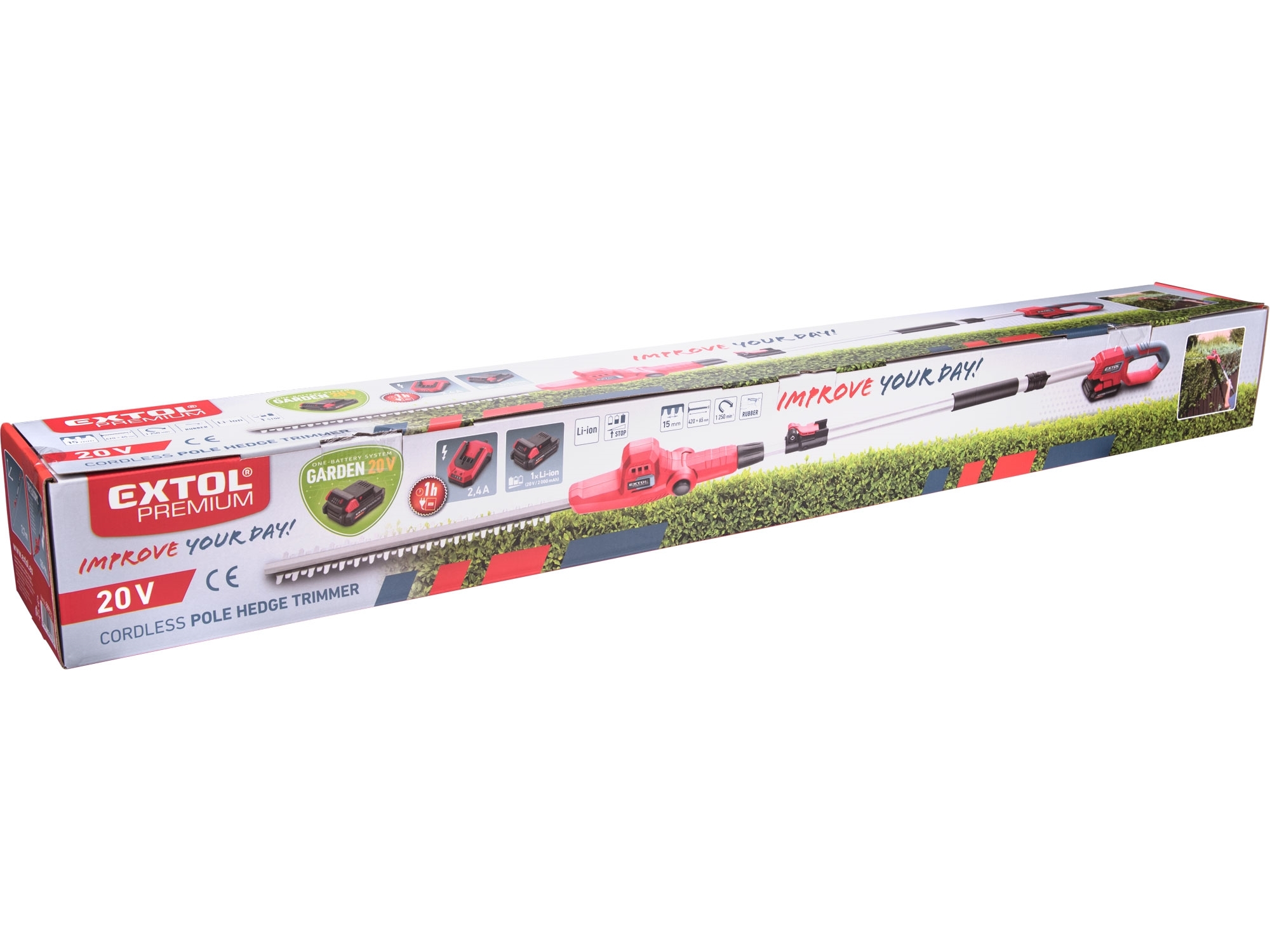 nůžky na živé ploty aku, teleskopické 2,78m, GARDEN20V, 20V Li-ion, 2000mAh - Obrázek 17