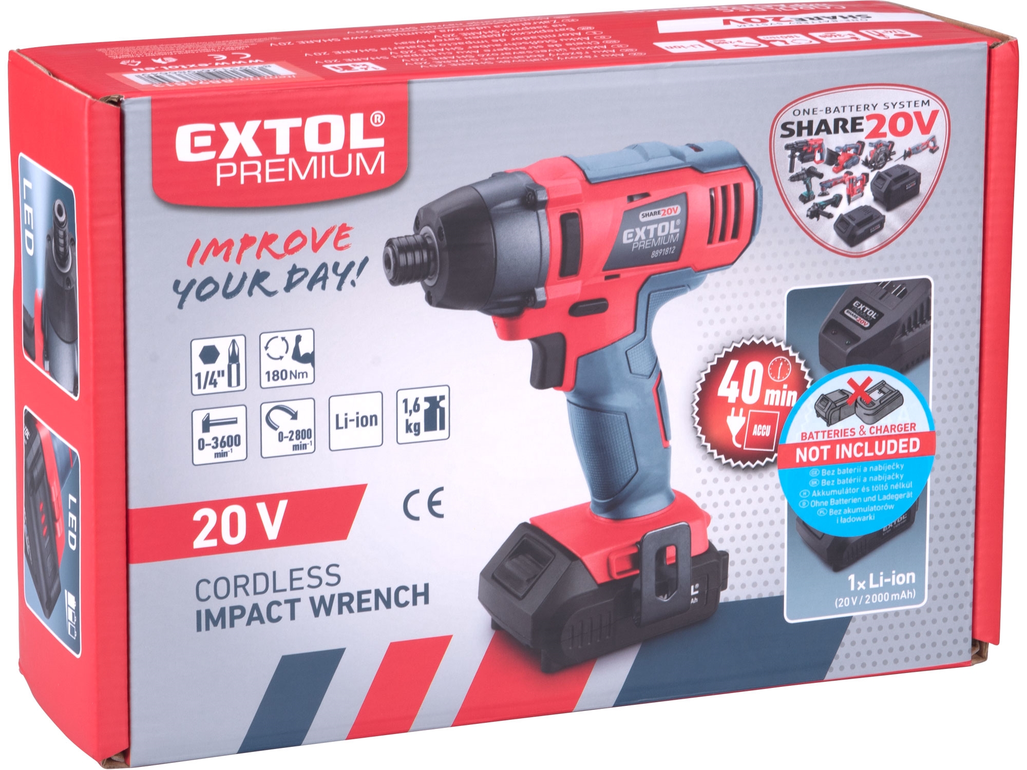 utahovák rázový 1/4" aku SHARE20V, 20V Li-ion, bez baterie a nabíječky - Obrázek 7