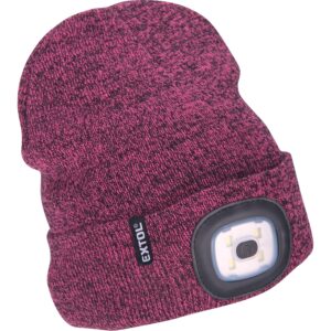 čepice s čelovkou 4x45lm, USB nabíjení, fialová/černá, univerzální velikost, 100% acryl