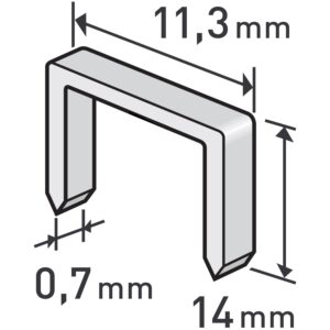 ŠPATNÝ OBAL spony, balení 1000ks, 14mm, 11,3x0,52x0,70mm
