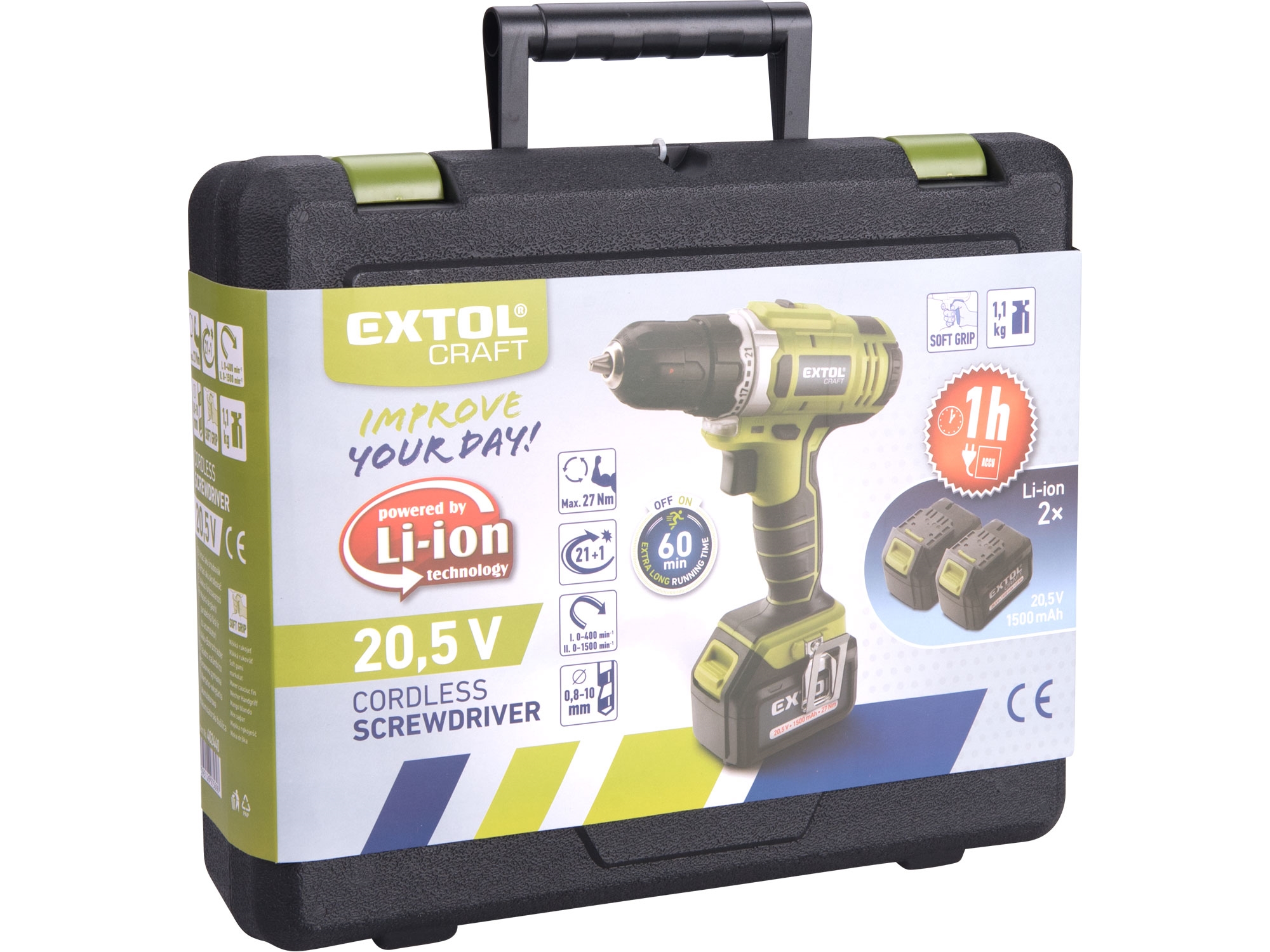 vrtací šroubovák aku, 20V Li-ion (2x), 1500mAh - Obrázek 6