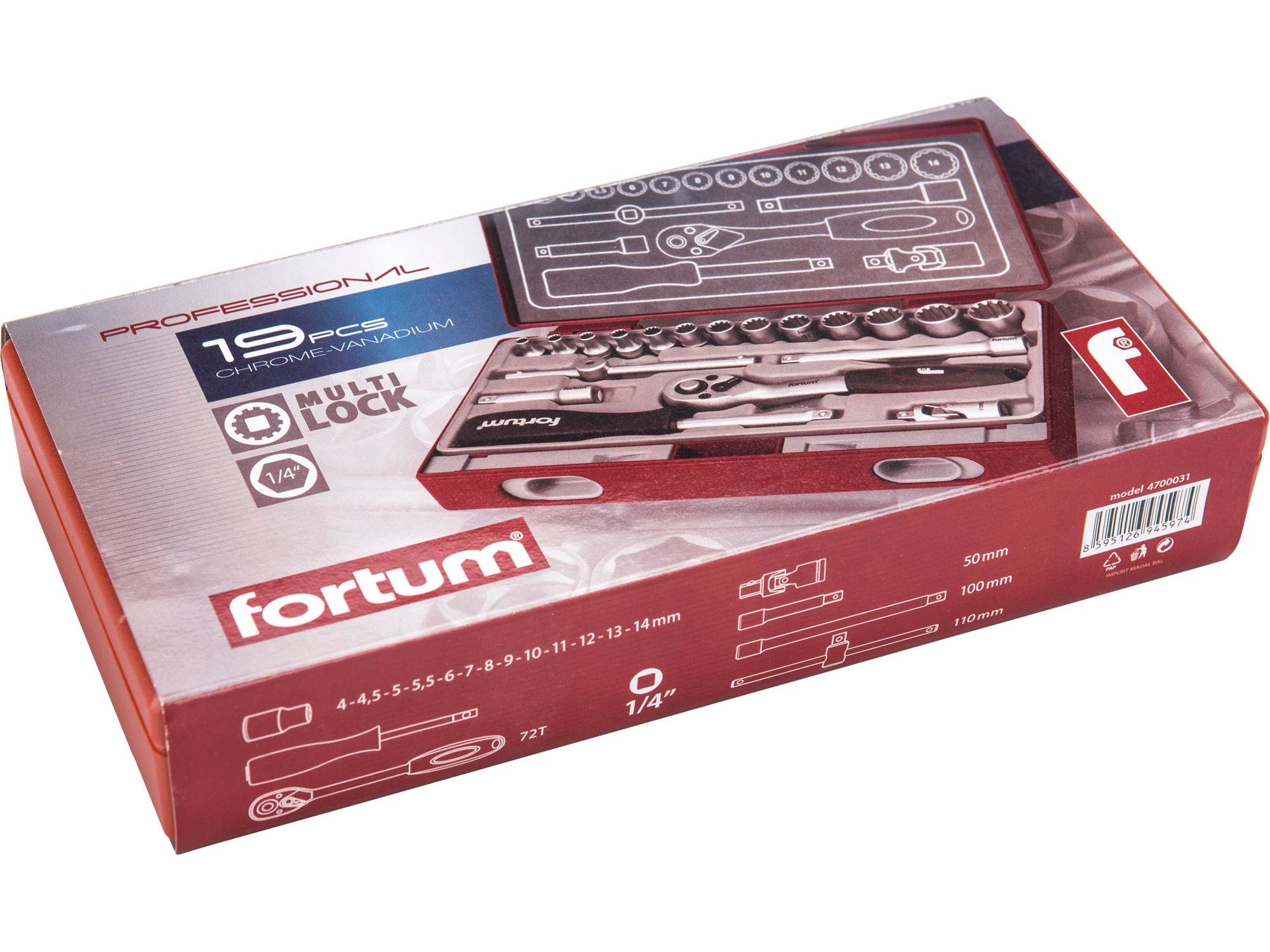 hlavice nástrčné MULTI-LOCK, sada 19ks, 1/4" - Obrázek 4