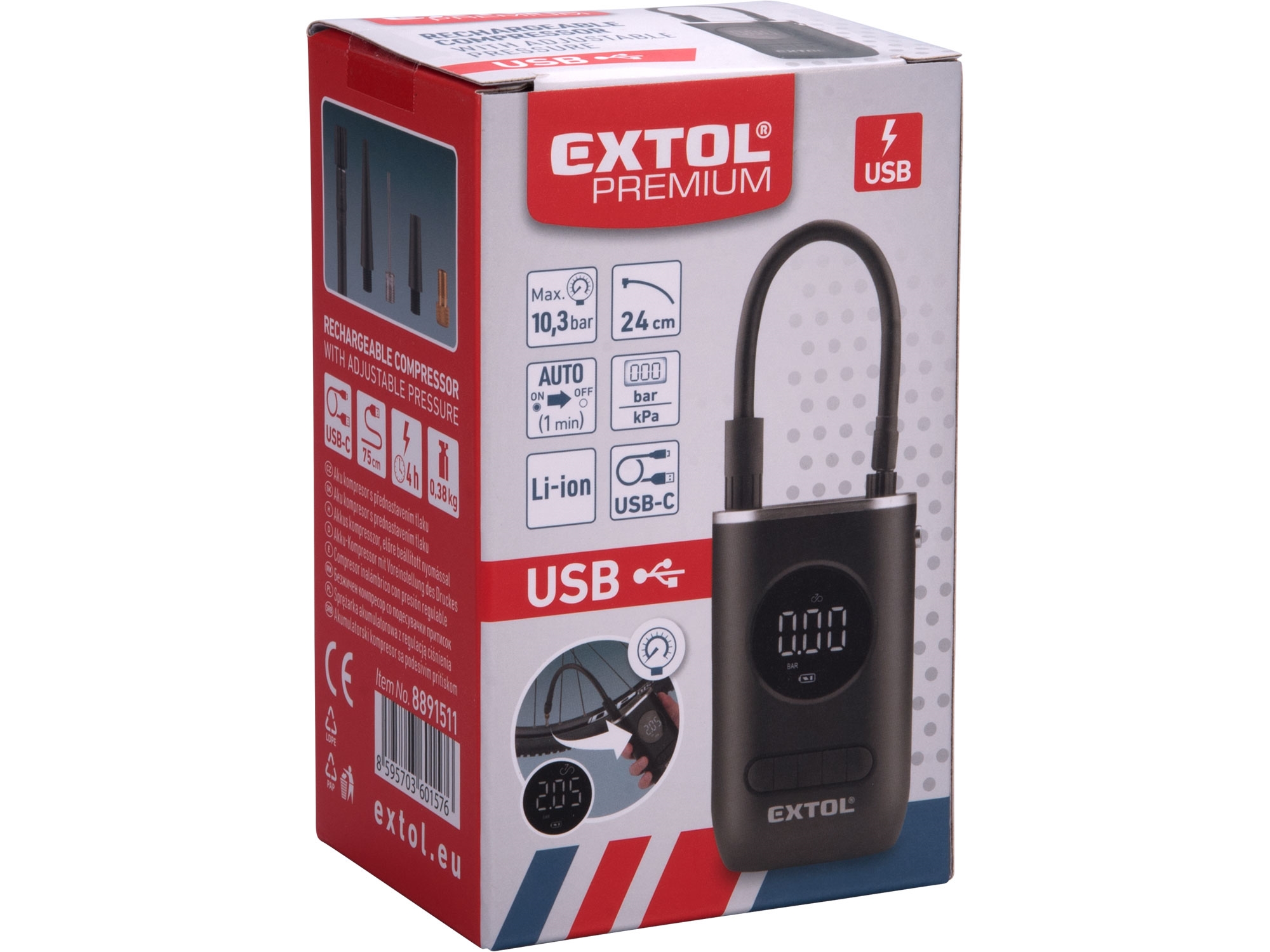 kompresor aku, 10,3bar, USB nabíjení - Obrázek 13
