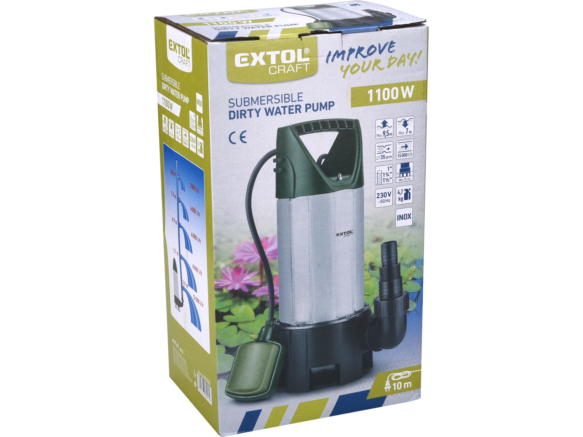 čerpadlo ponorné nerezové na znečištěnou vodu, 1100W, 15000l/h - Obrázek 5