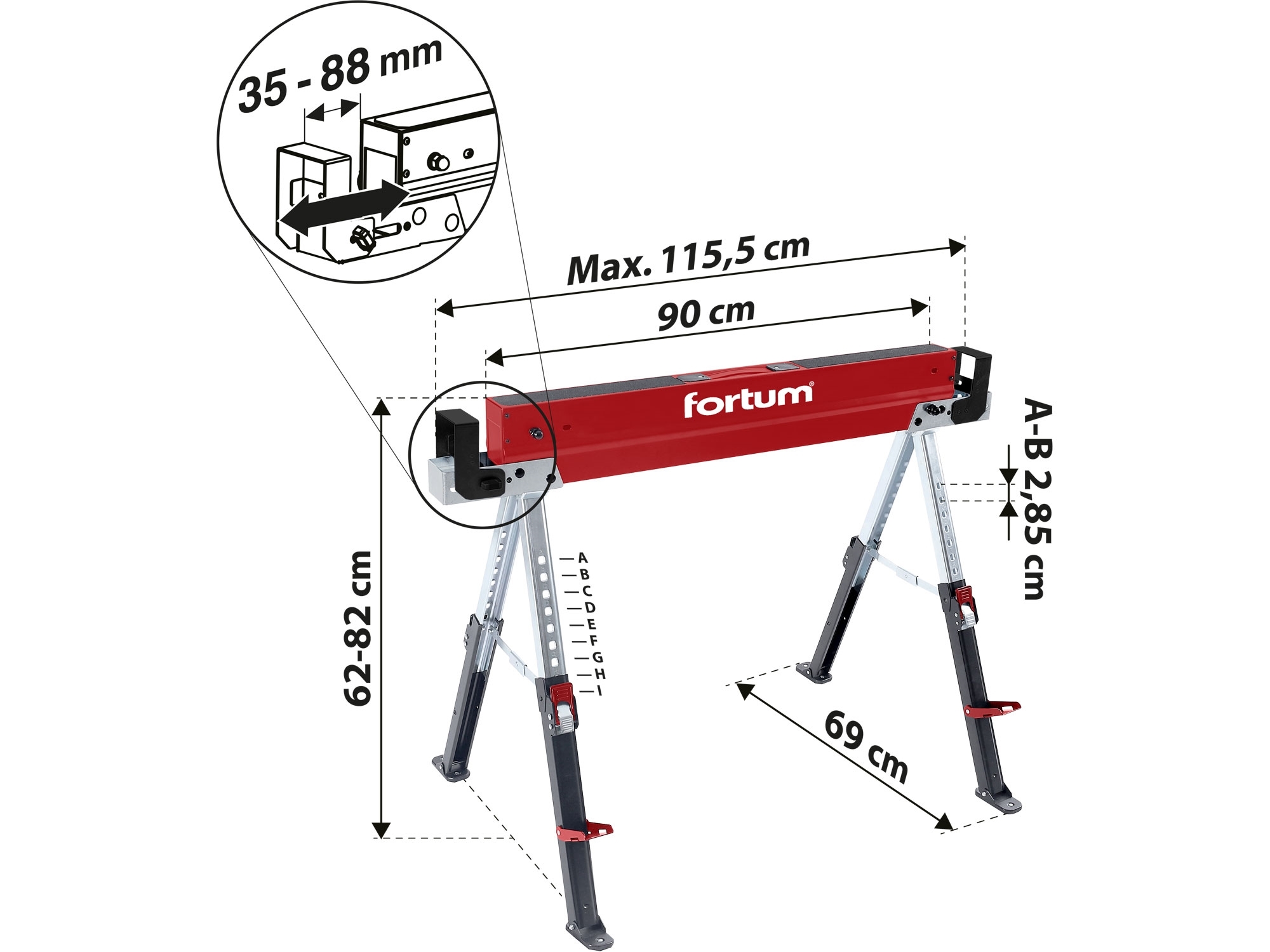 POŠK. OBAL koza stavební skládací 1kus, nosnost 590kg, výška 61,5-82cm - Obrázek 6