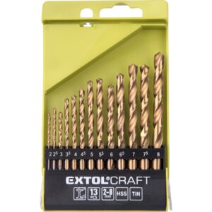 POŠK. OBAL vrtáky do kovu, sada 13ks, O 2-8mm, HSS TiN