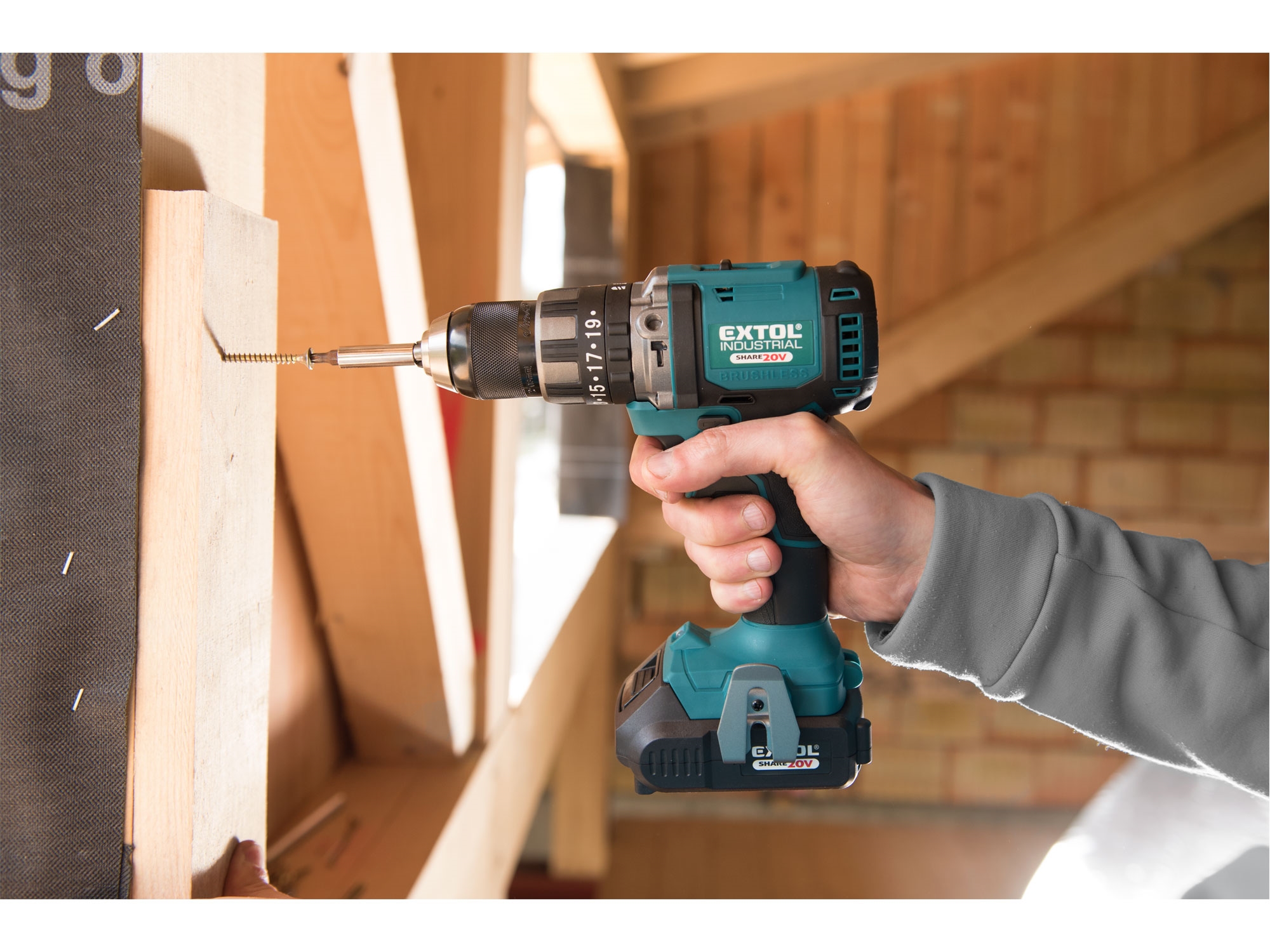 vrtací šroubovák aku s příklepem SHARE20V, BRUSHLESS, 20V Li-ion, 2Ah - Obrázek 11
