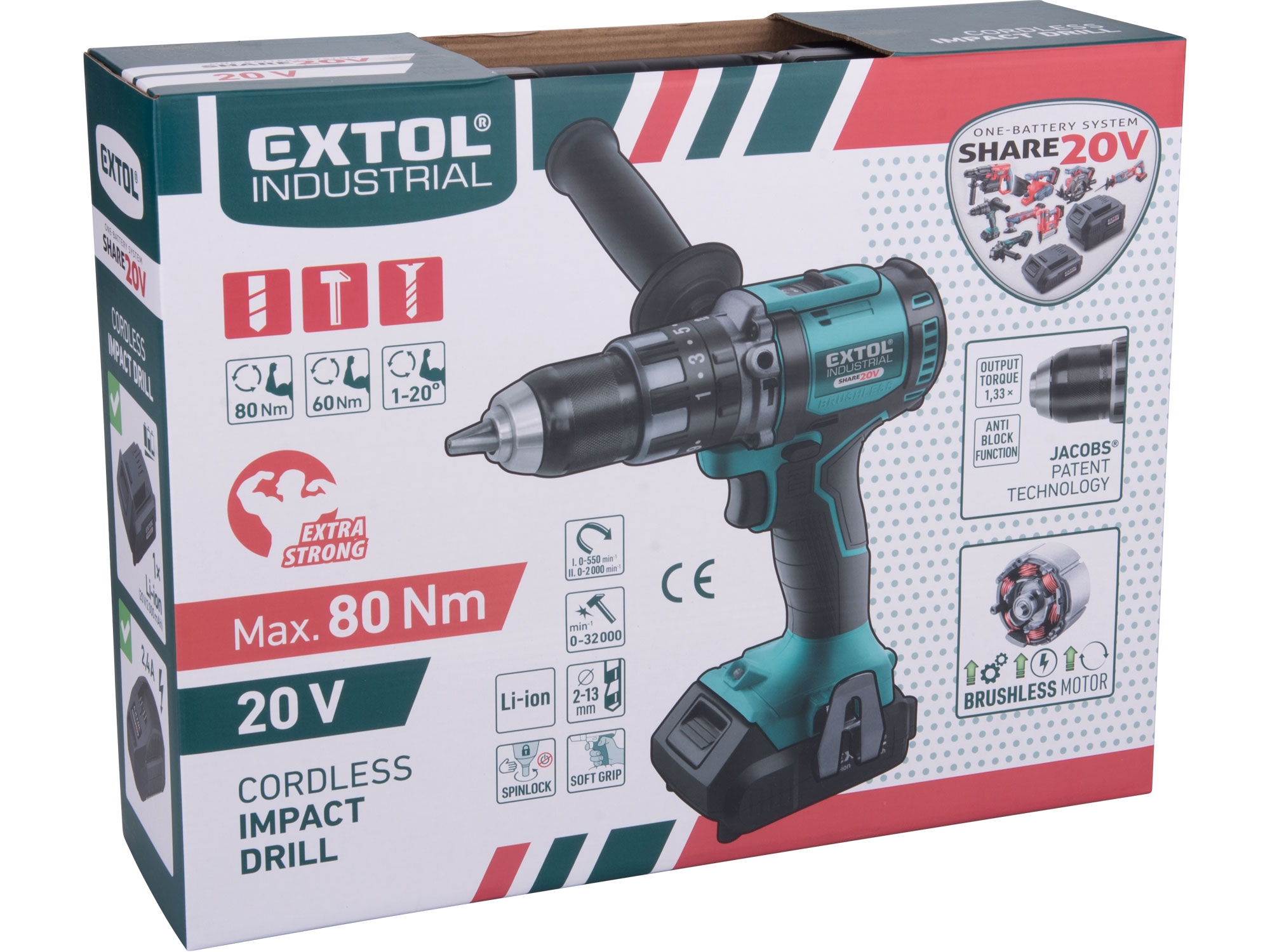 vrtací šroubovák aku s příklepem SHARE20V, BRUSHLESS, 20V Li-ion, 2Ah - Obrázek 15