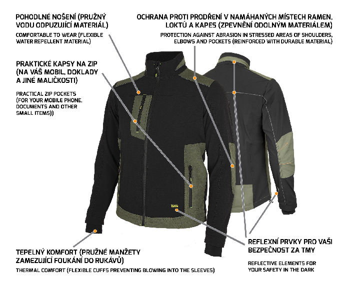 EREBOS Jacket green/black - Obrázek 7