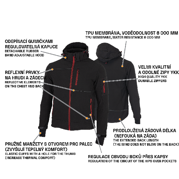 RUFUS Jacket black/red - Obrázek 10