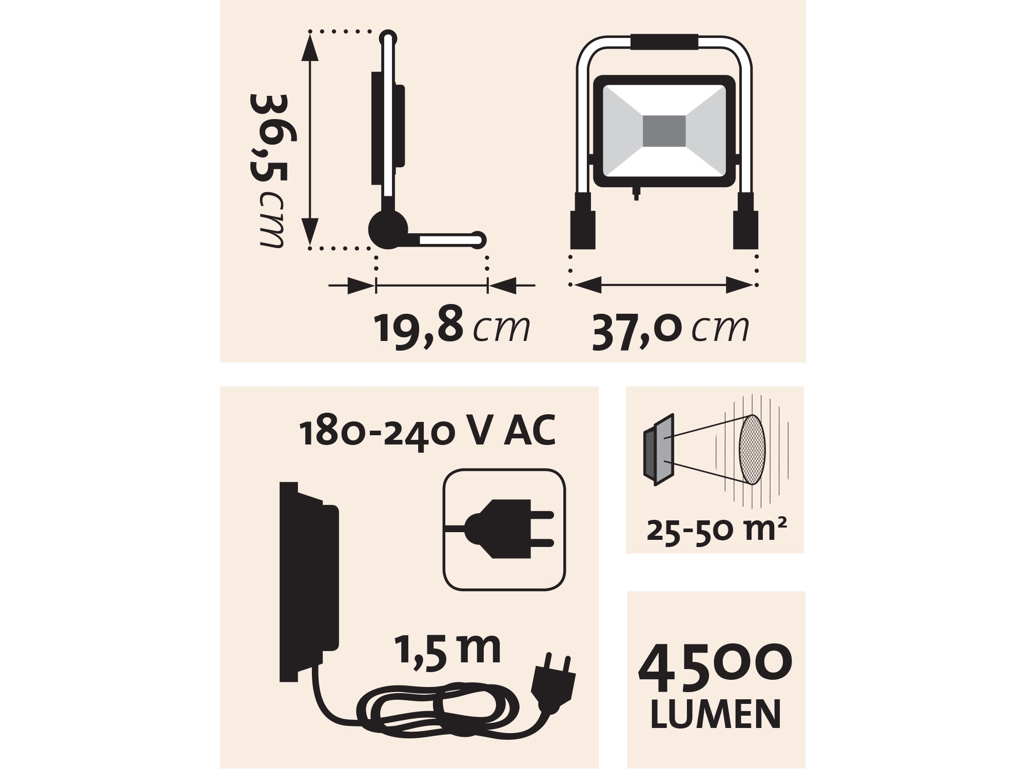 POŠK. OBAL reflektor LED, 4500lm, se stojanem - Obrázek 6