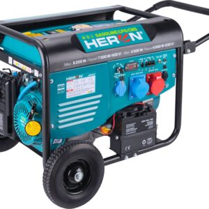 elektrocentrála benzínová a plynová (LPG/NG) 17HP/8,2kW/10,2kVA (400V), 6,5kW (230V), elektrický start, dálkové ovládání, podvozek