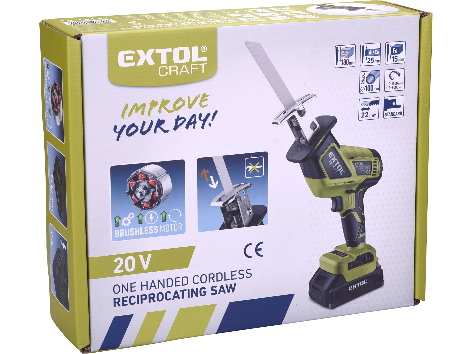 pila ocaska jednoruční aku, BRUSHLESS, 20V Li-ion, 2Ah - Obrázek 9
