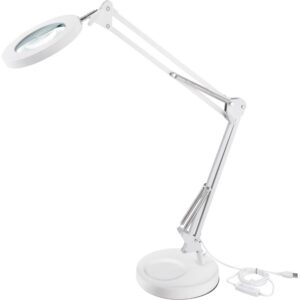 POŠK. OBAL lampa stolní s lupou, USB napájení, bílá, 2400lm, 3 barvy světla, 5x zvětšení
