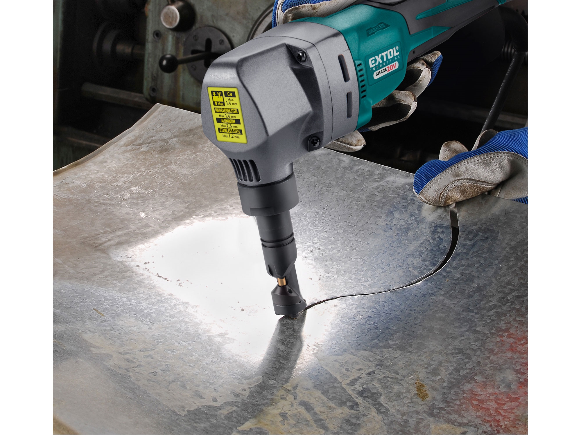 nůžky na plech, prostřihovačky aku SHARE20V, BRUSHLESS, bez baterie a nabíječky - Obrázek 5