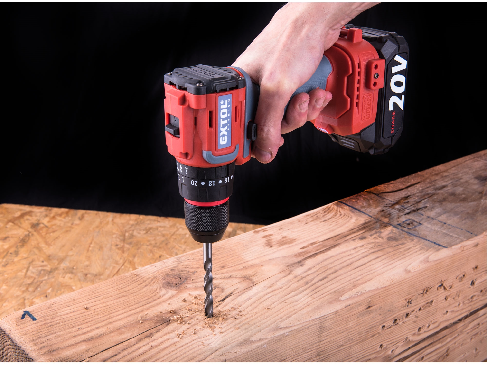 vrtací šroubovák aku s příklepem SHARE20V, BRUSHLESS, 2Ah - Obrázek 12