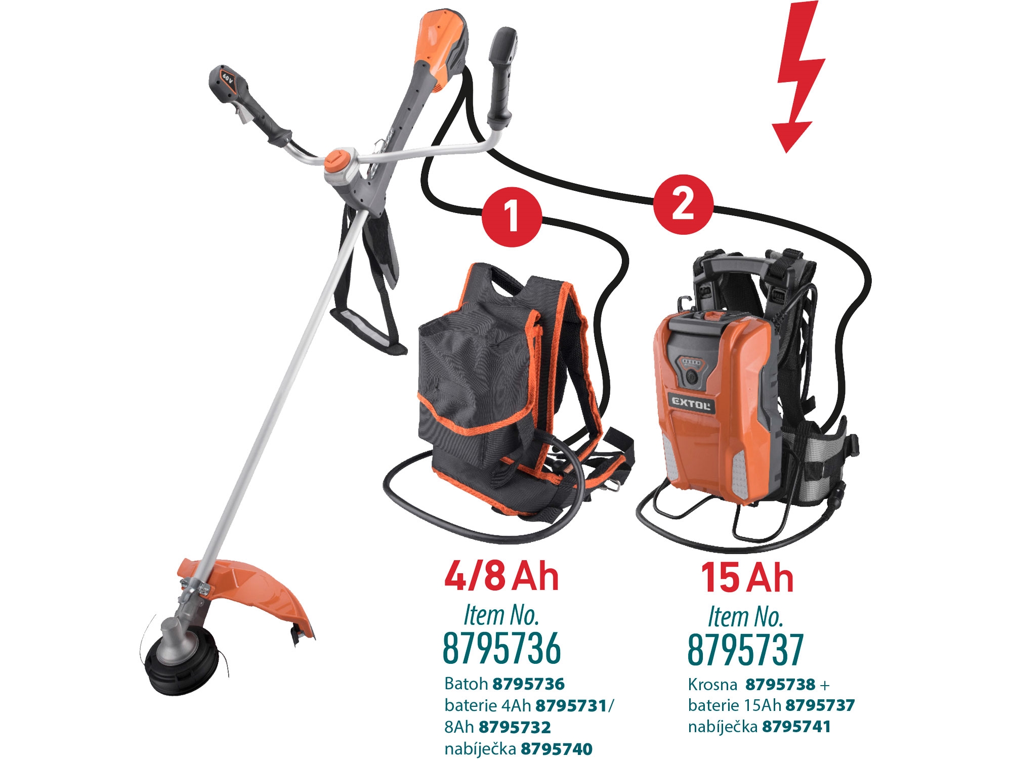POŠK. OBAL křovinořez/sekačka aku 60V, 42cm, BRUSHLESS, bez baterie a nabíječky - Obrázek 13