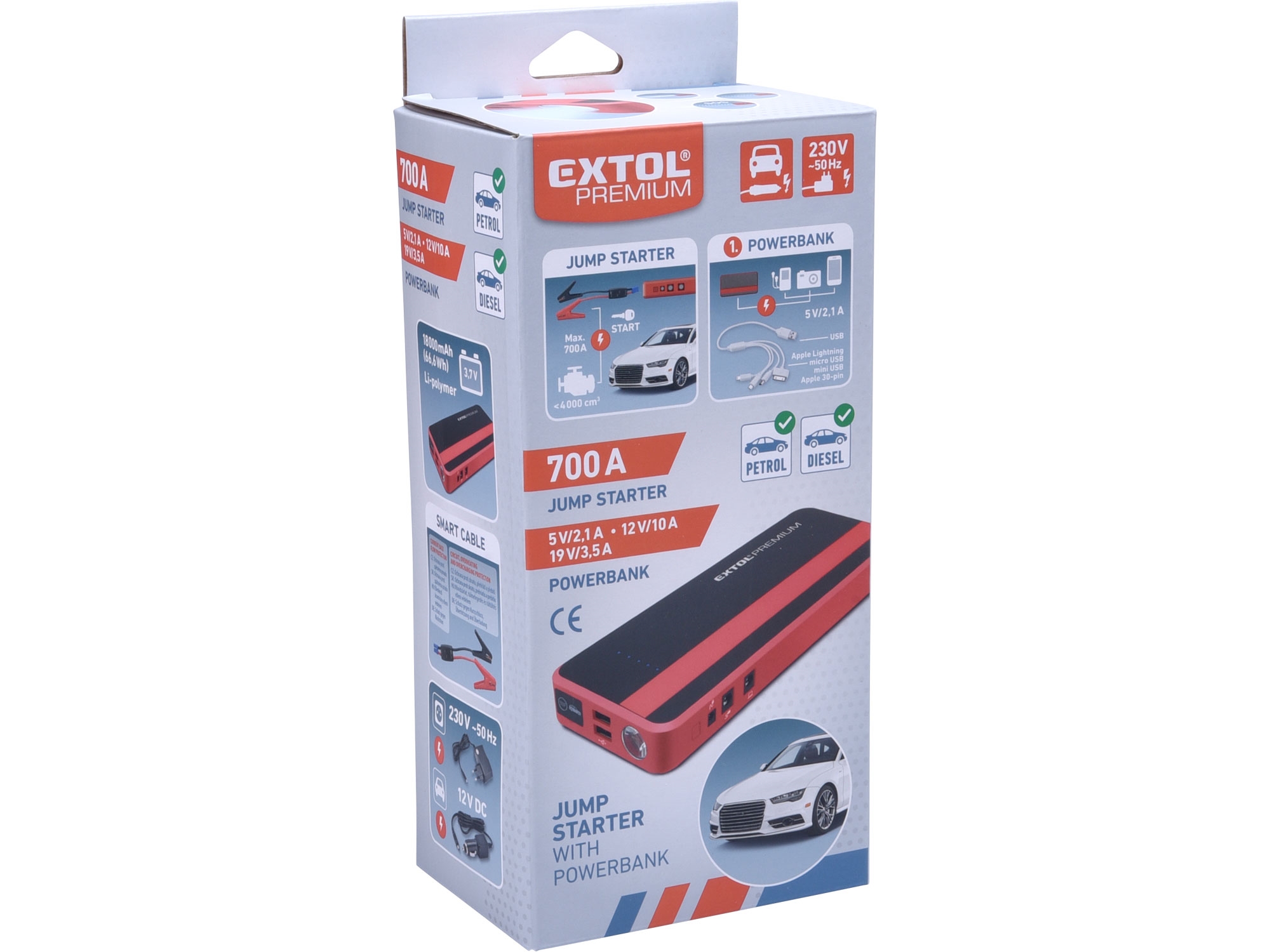 POŠK. OBAL jump startér, 700A, pro naftové a benzínové motory, powerbanka 5V, 19V - Obrázek 8