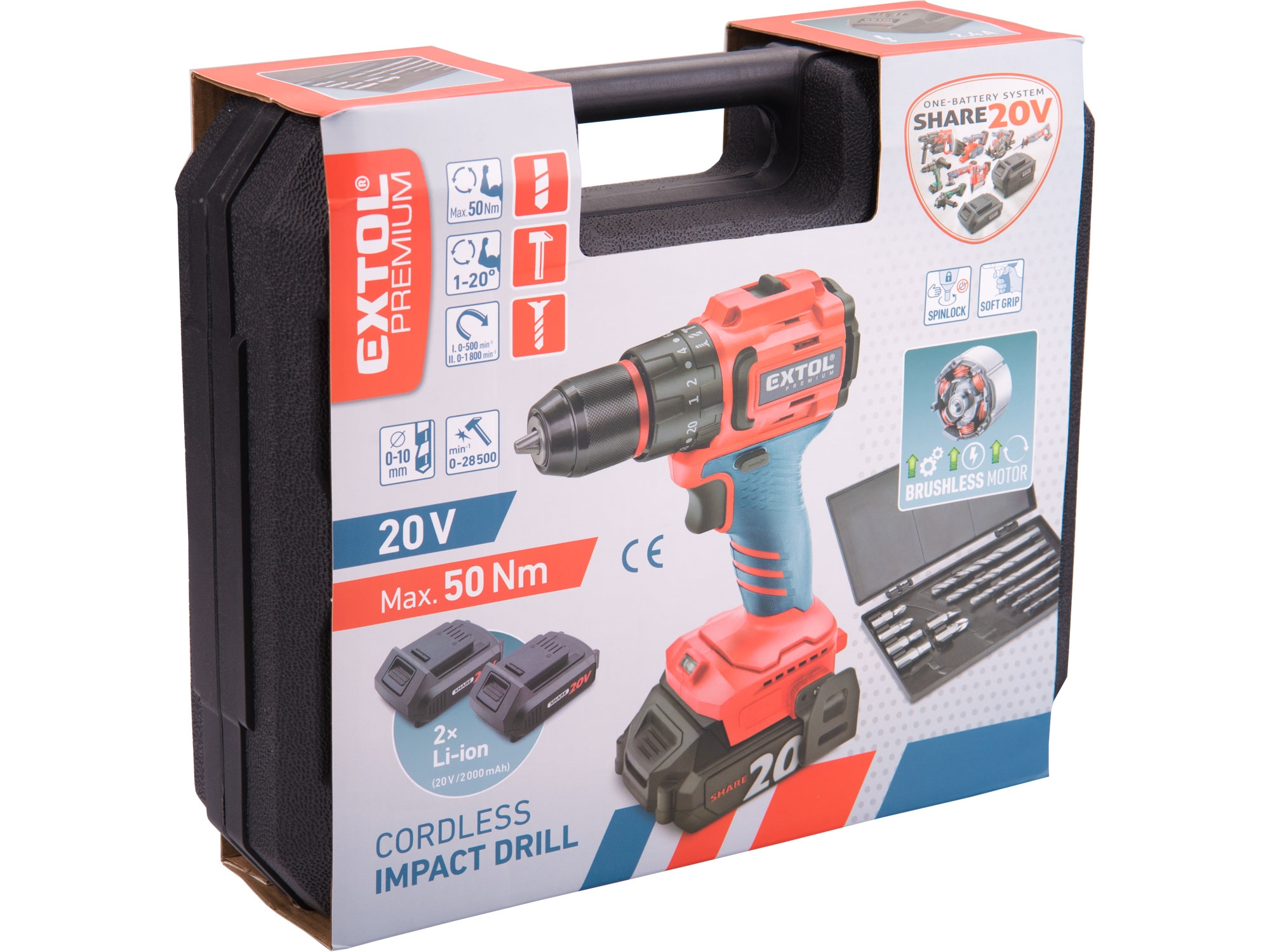 vrtací šroubovák aku s příklepem SHARE20V, BRUSHLESS, 2Ah (2×) - Obrázek 13
