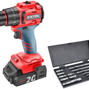 vrtací šroubovák aku s příklepem SHARE20V, BRUSHLESS, 2Ah (2×)