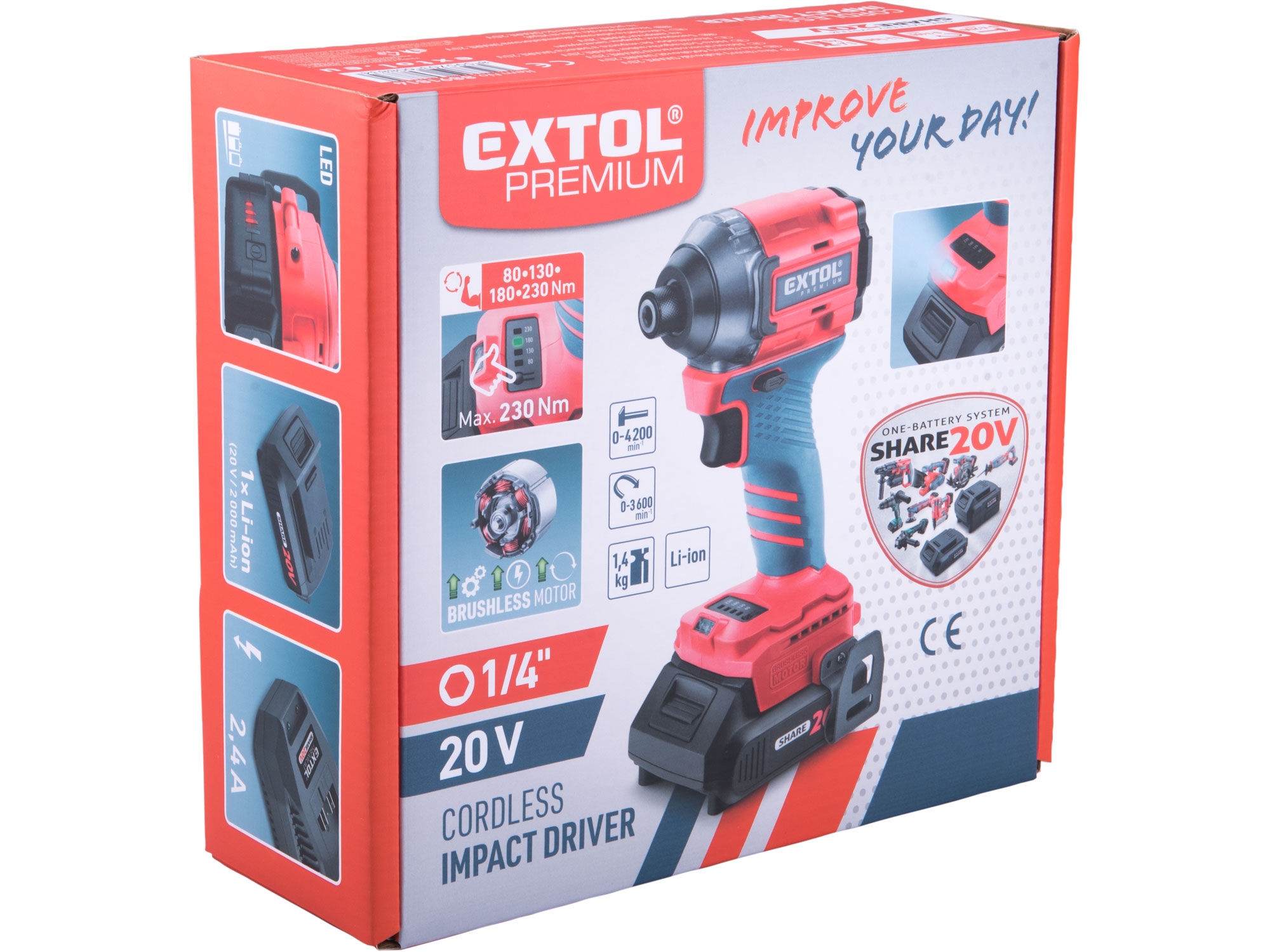 utahovák rázový 1/4" aku SHARE20V, BRUSHLESS, 2Ah - Obrázek 11