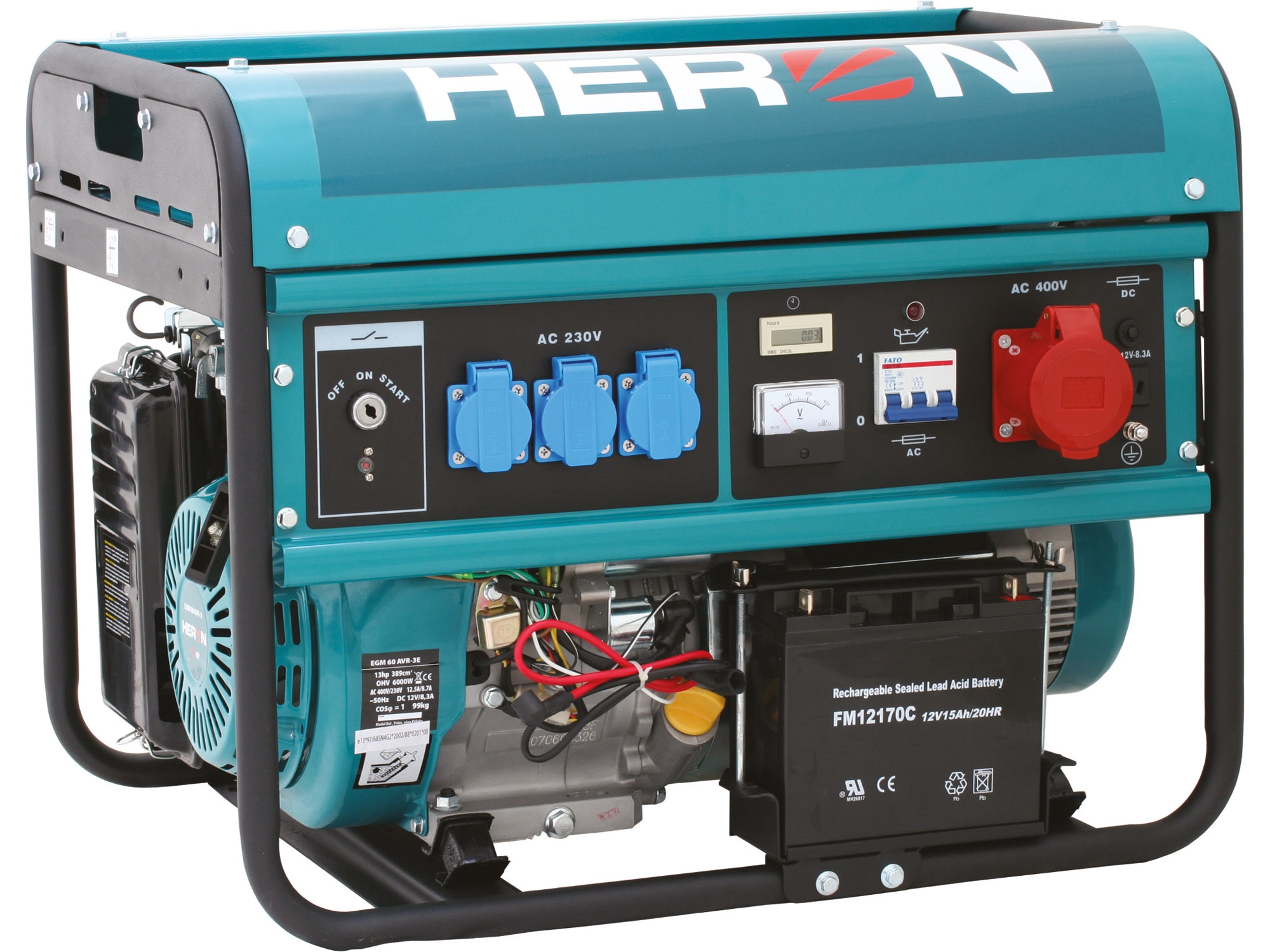 elektrocentrála benzínová 13HP/6,0kW (400V) 2,2kW (230V), elektrický start